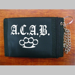A.C.A.B. boxer  pevná čierna textilná peňaženka s retiazkou a karabínkou, tlačené logo